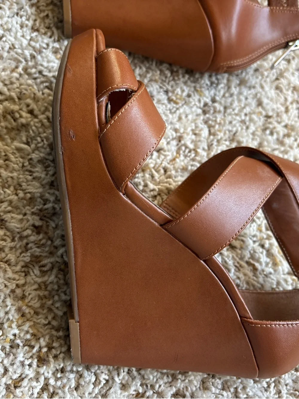 Jessica Simpson Jadyn Platform Sandals - Sz. 7.5 Lt Luggage Zip